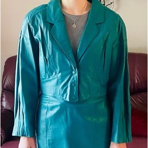 Leather jacket and skirt set